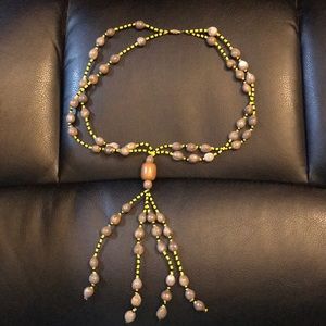 Painted Seed and Bead Necklace - Handmade